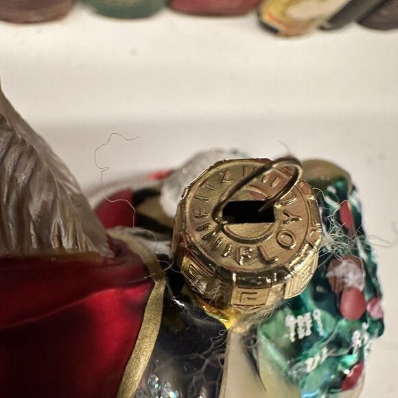 Fitz and Floyd Lodge Rabbit Blown Glass Ornament Bunny Hugging Christmas Tree - Picture 2 of 9